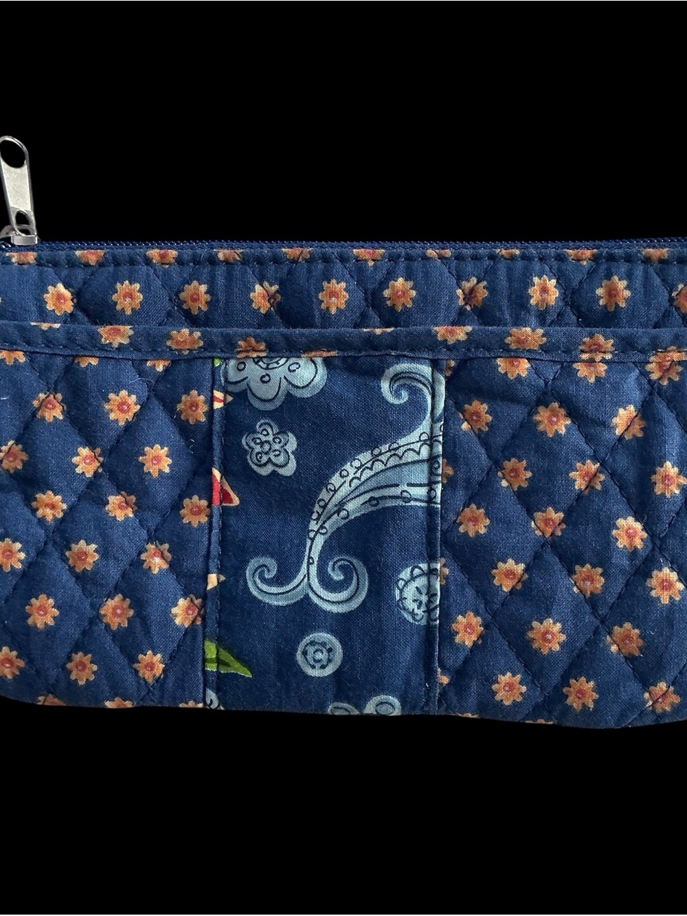 Vintage Quilted Floral & Paisley Navy Wristlet